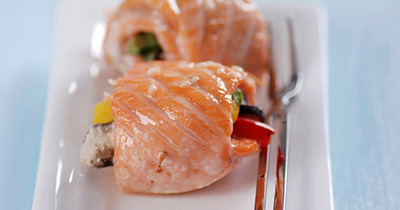 How to make delicious Grilled Sockeye Salmon with Rolled Vegetables