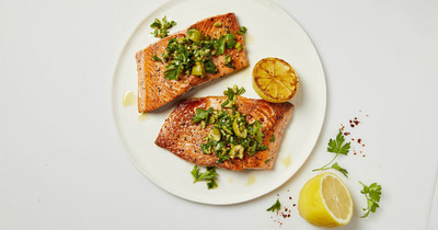 Sockeye Salmon with Green Olive Salsa Verde – A Mediterranean Delight