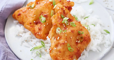 The recipe for crispy fried pollock with rich and flavorful garlic chili sauce.